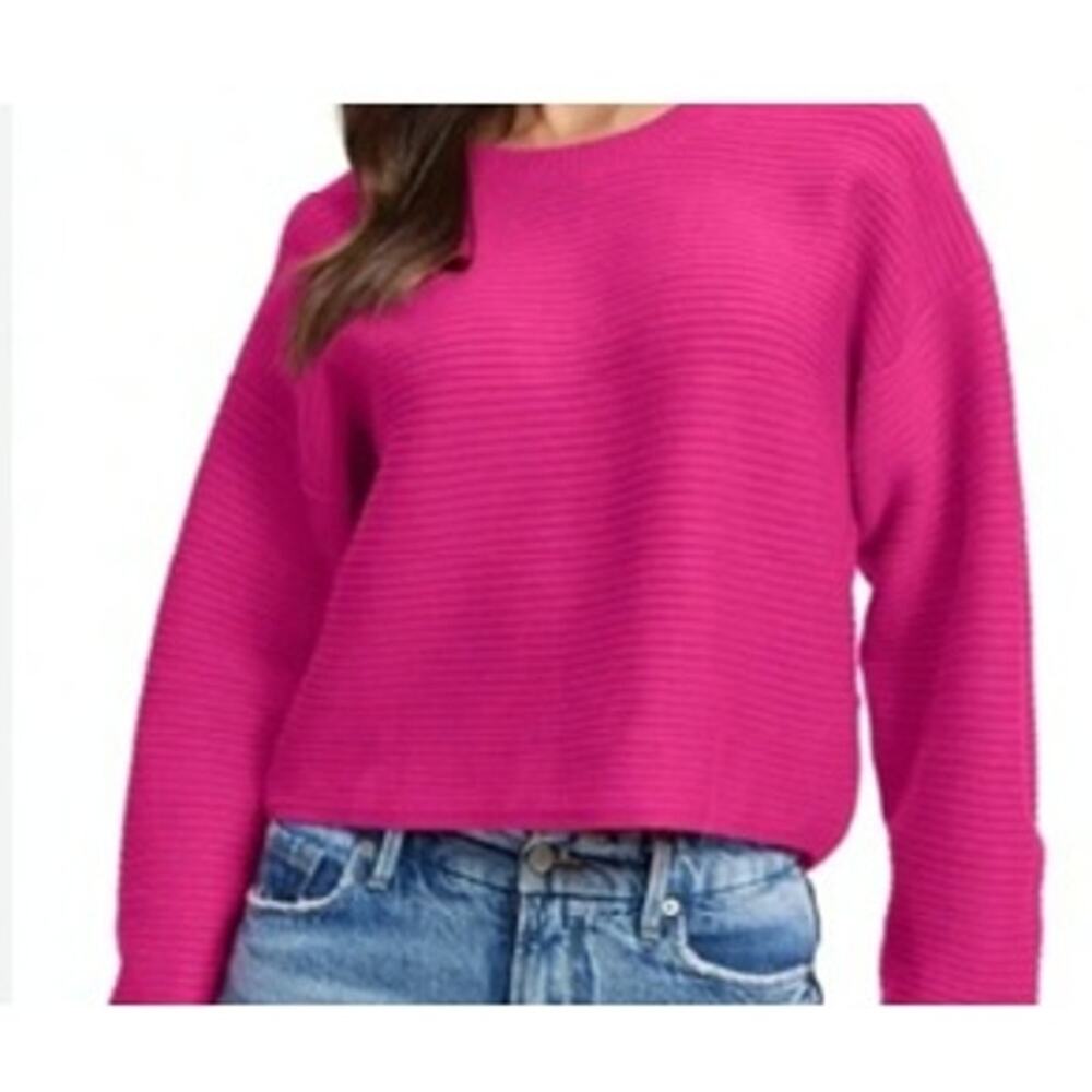 Good American Ribbed Sweater Pink Size 2/M Long Sleeve Crewneck
